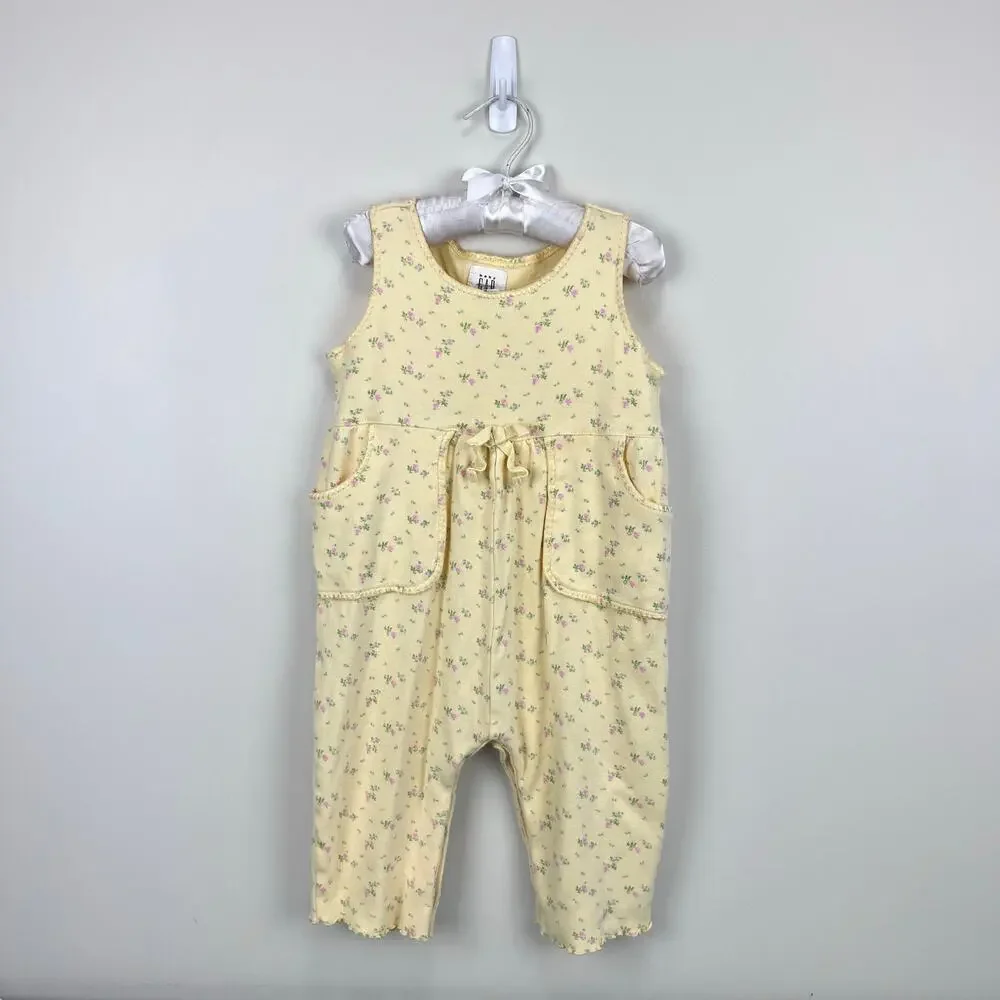 Vintage Gap Yellow Floral Overalls XL 18-24 Months